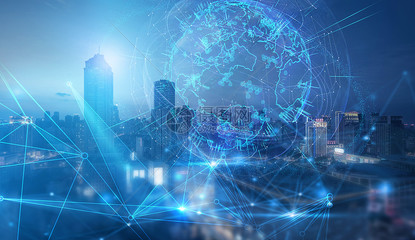 科技信息城市圖片素材-正版創意圖片401576079